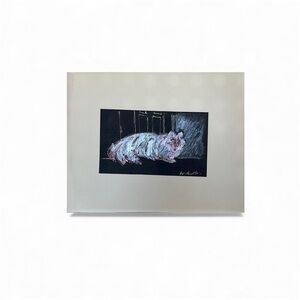 Cat ink drawing in ink sparkle ink Abstract White and Black Art Print NWT